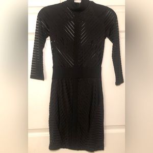 Fashion Nova | Black Sheer Bodycon Party Dress | Long Sleeve | Size: S